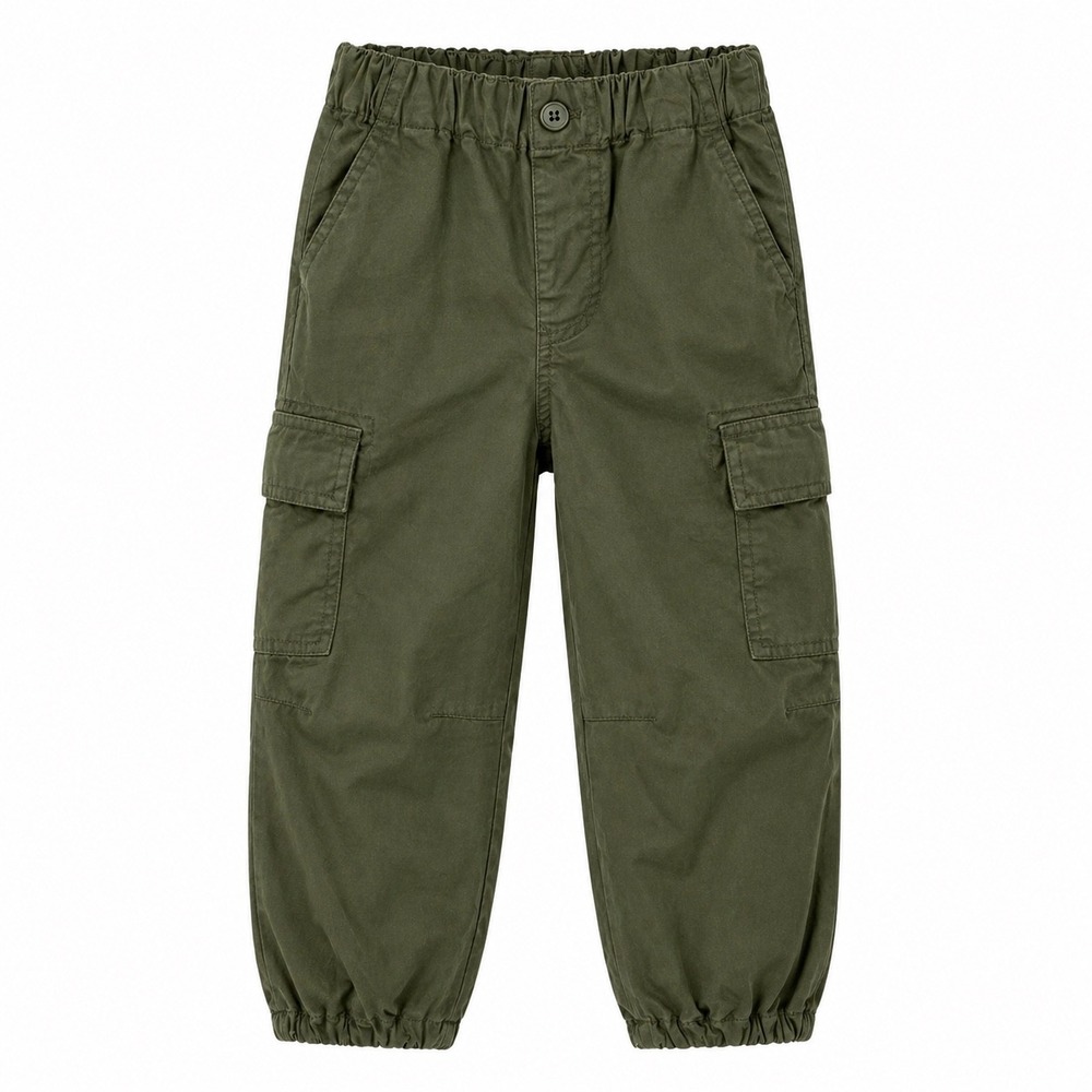 Uniqlo Kids Olive Green Cargo Jogger Pants Size 3-4 AS-IS Stain Noted